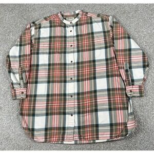 Eddie Bauer Shirt Womens Large Multicolor Plaid Henley Flannel Oversized Relaxed